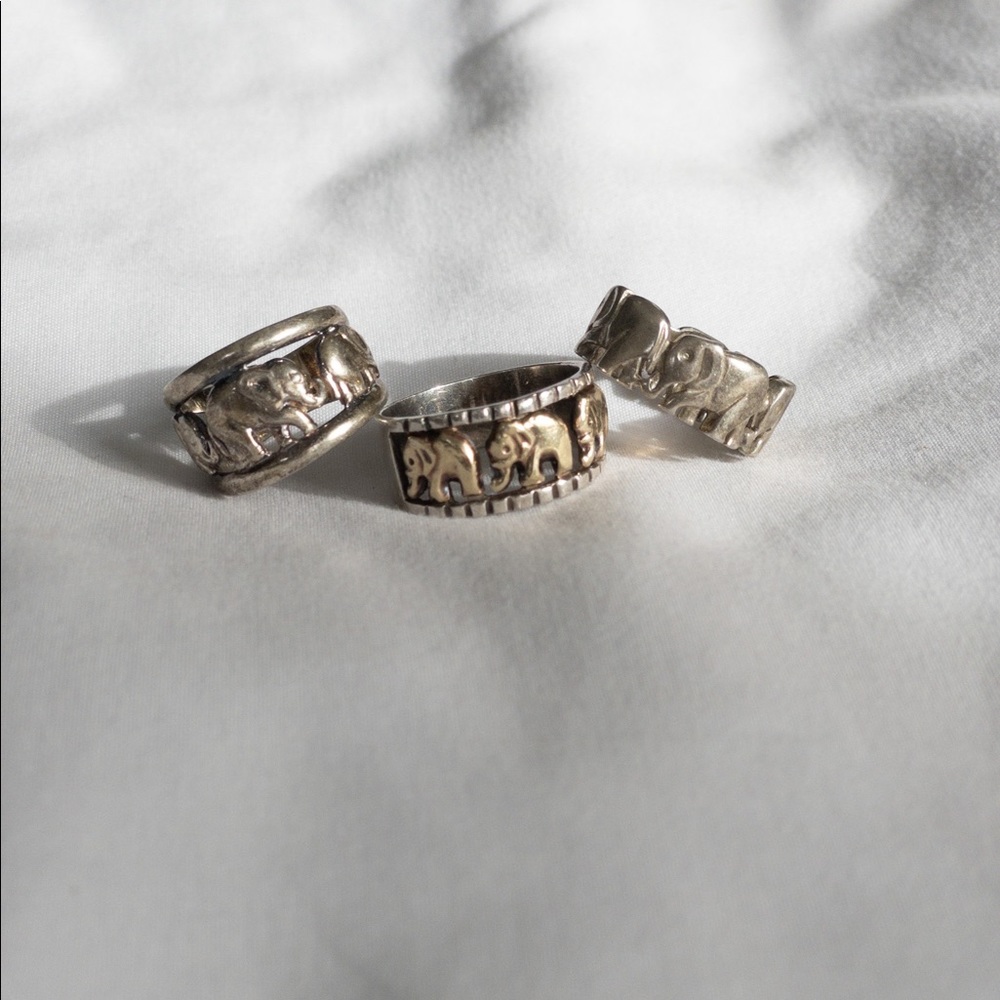 Sterling silver elephant ring. Elephants in plated gold - Picture 4 of 4